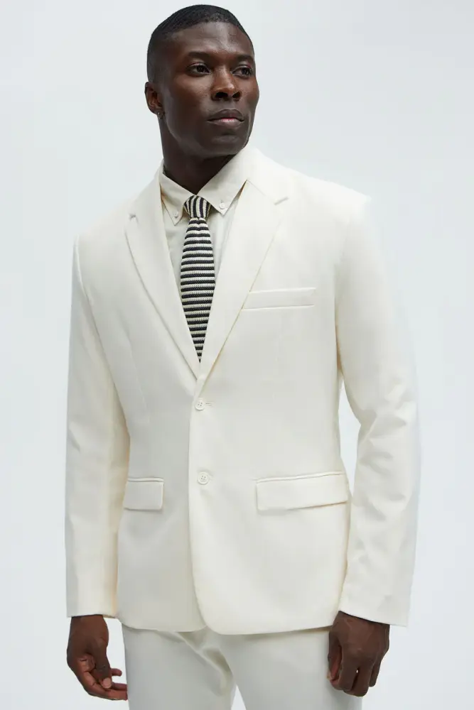 White Modern Stretch Suit Jacket Size: XXL (48-50) SKU: E435363