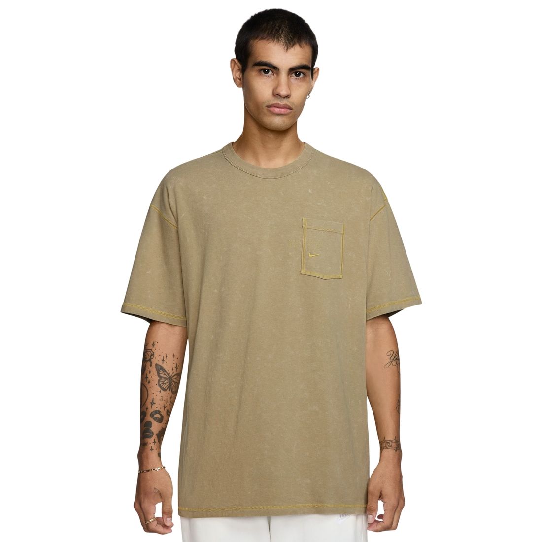 Nike Logo Print Oversize Tee in Beige/Gold SKU: 5657422