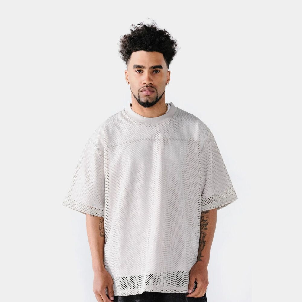Boxy Mesh Grey Oversize Jersey T-Shirt Size: 2XL SKU: 0879601