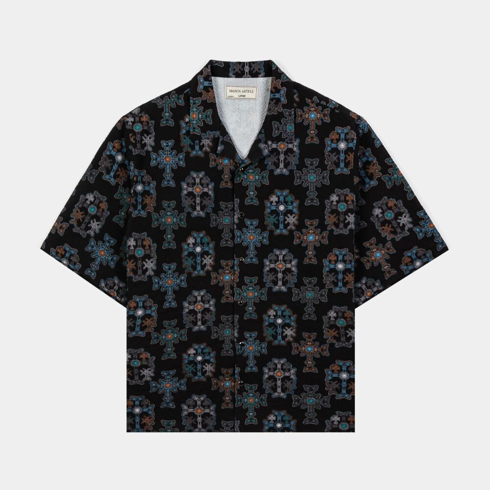 The Cross Seersucker Button Up Short Sleeve Size: L SKU: U879332