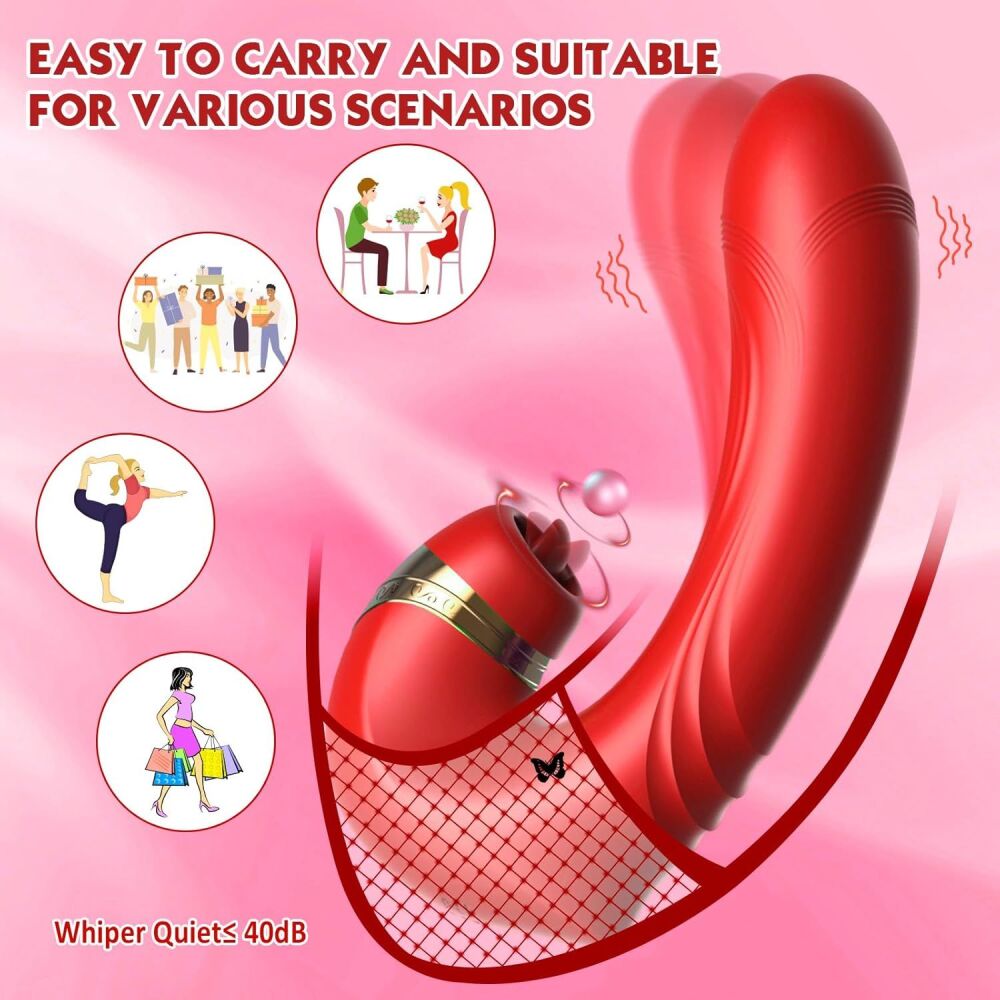 10 Speed G-Spot Tongue Vibrator Licking Clitoral Stimulator Dildo SKU: XX98034