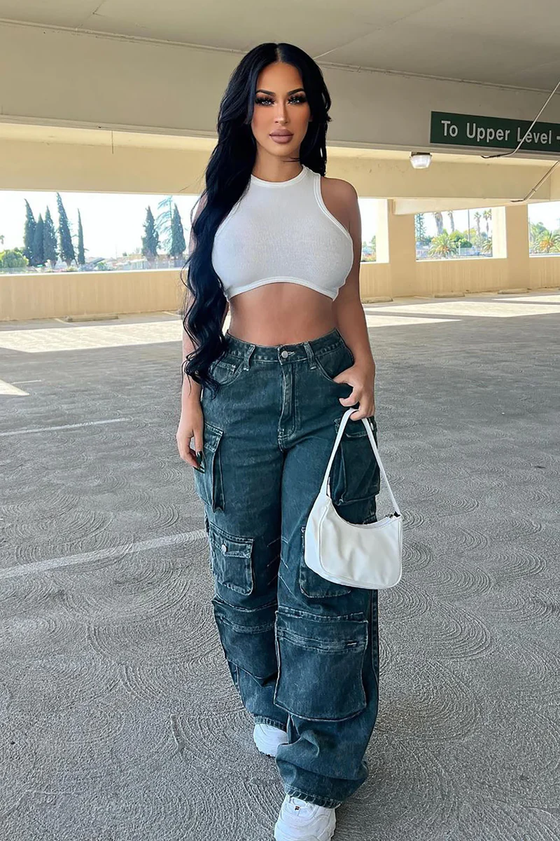 High Rise Cargo Jeans Size: 15 SKU: 6786952