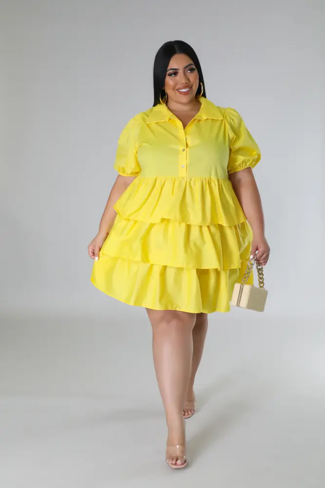 Yellow Casual Gaila Short Sleeve Dress SKU: 6571102