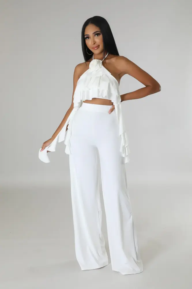 White Rose Detail Trinee Pant Set SKU: 6575G51