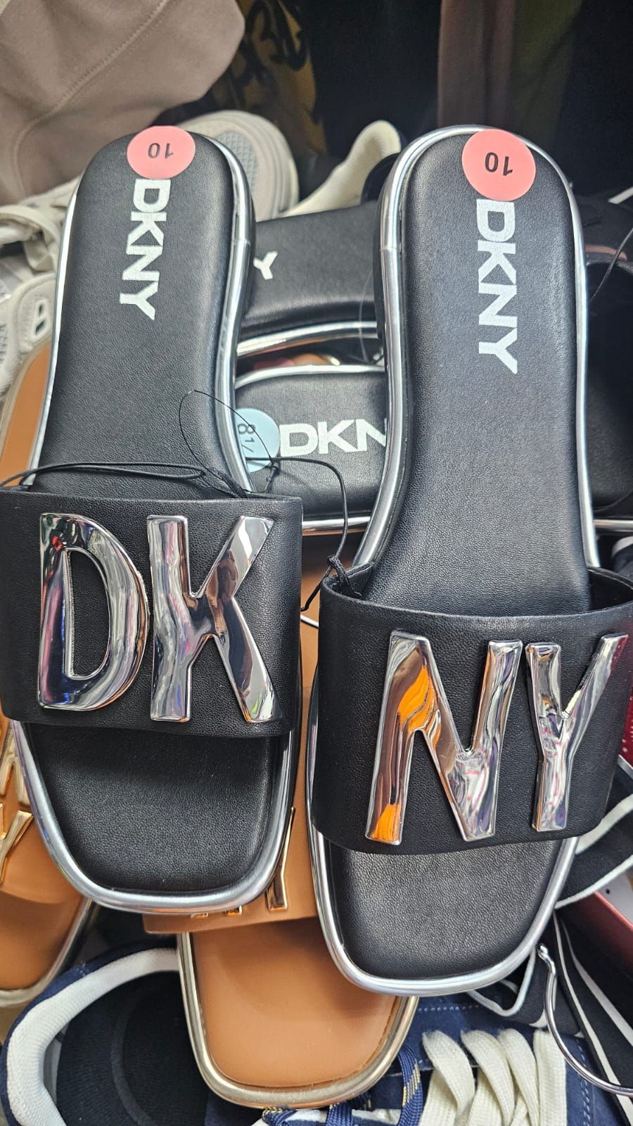 DKNY Black Logo Flat Sandal SKU: 6578U78