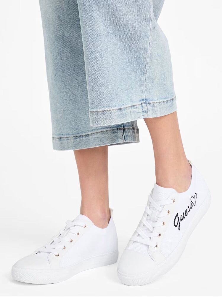 Guess White Knit Low-Top Sneakers Size: 7M SKU: 7860N22