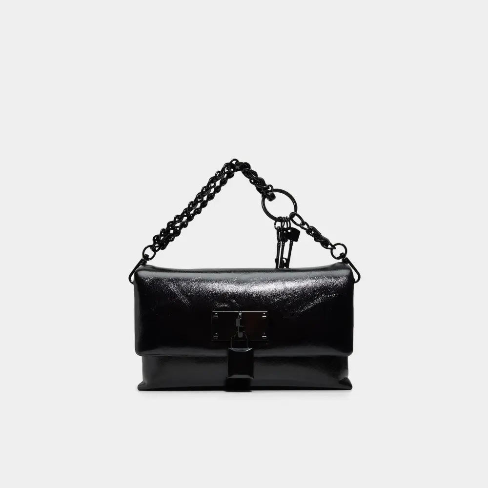 Aldo Black Chain Lock Shoulder Bag SKU: 6786VU7
