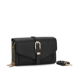Black Flap wallet Style Silver Buckle Crossbody Bag SKU: 67861111