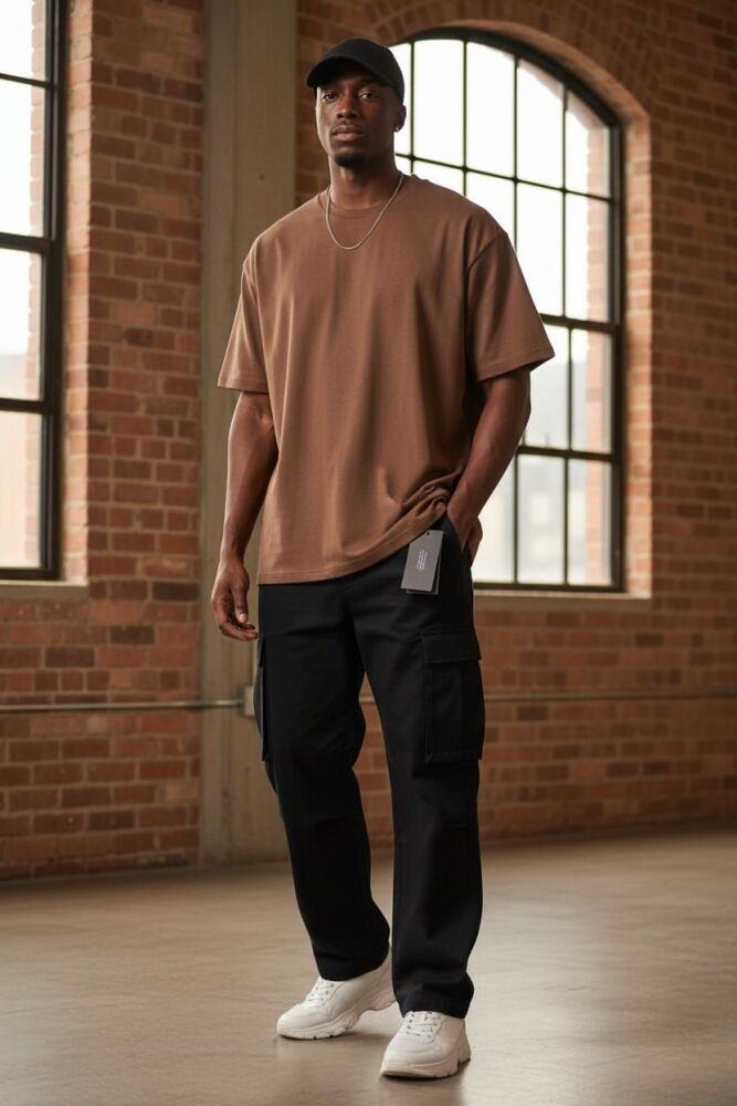 Brown Oversize Relaxed Fit Heavyweight T-Shirt Size: L SKU: 76H8931