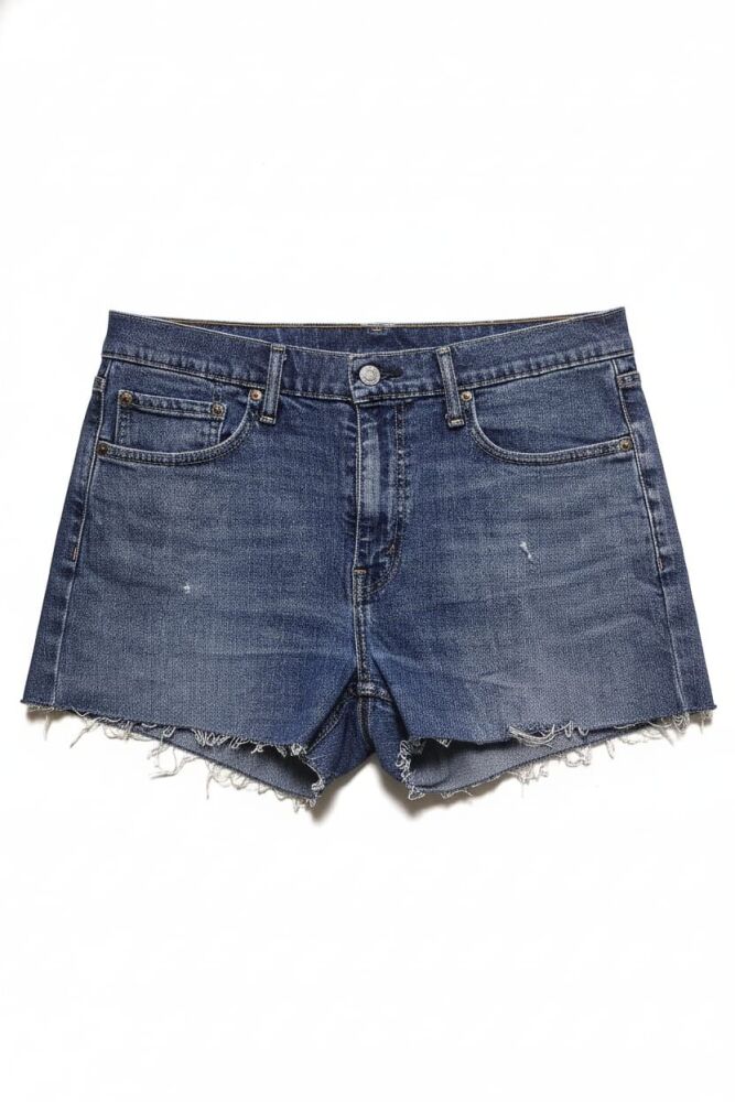 Mid-Wash Distressed High-Waisted Denim Shorts Size: XL SKU: 0H87932