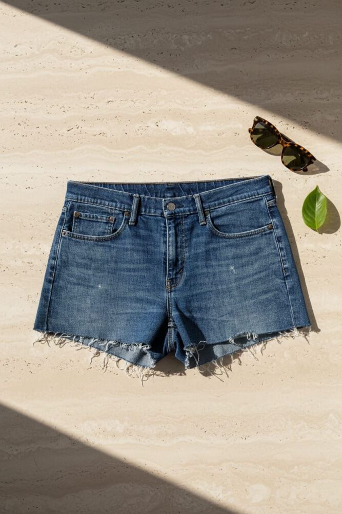 Mid-Wash Distressed High-Waisted Denim Shorts Size: XL SKU: 0H87932