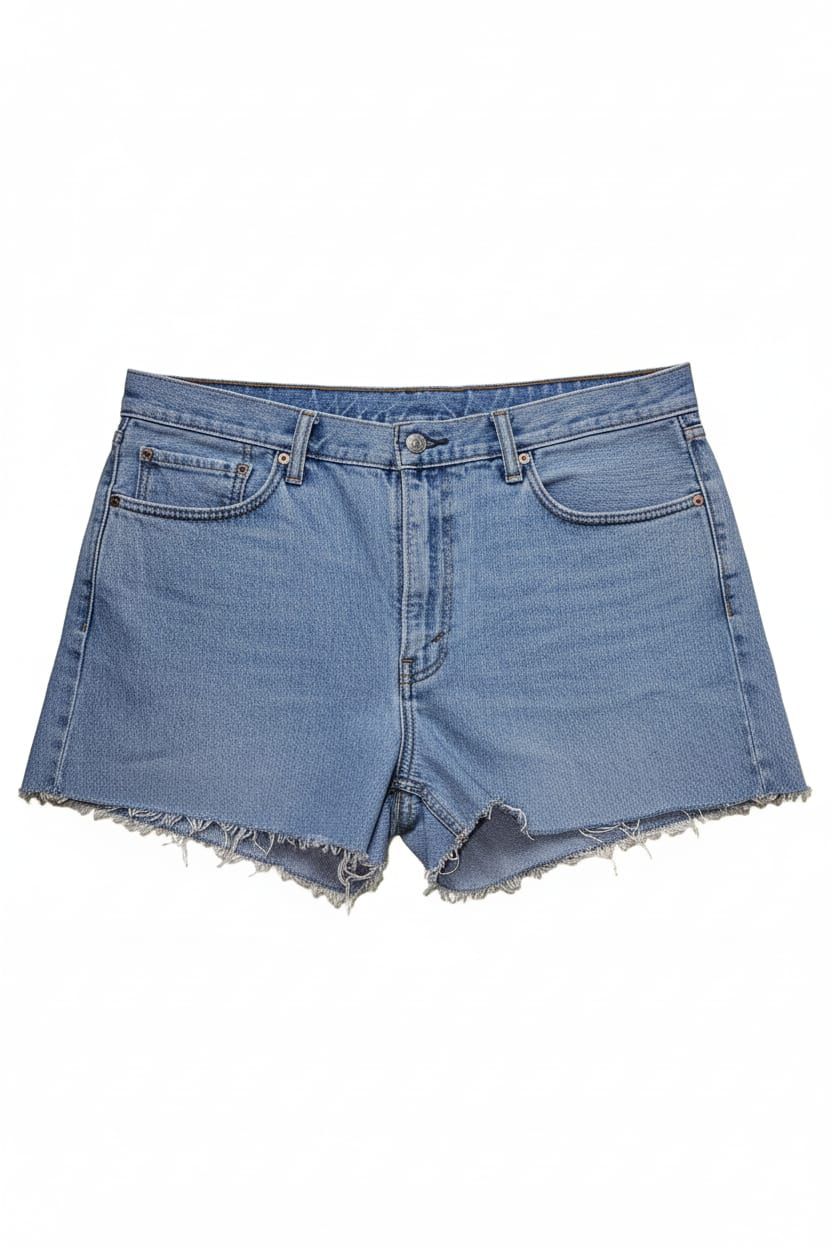 Vintage Light Wash Raw Hem Denim Shorts Size: 1XL SKU: 6768591