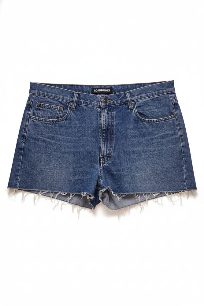 Blue High-Waisted Distressed Denim Shorts Size: L SKU: N789601