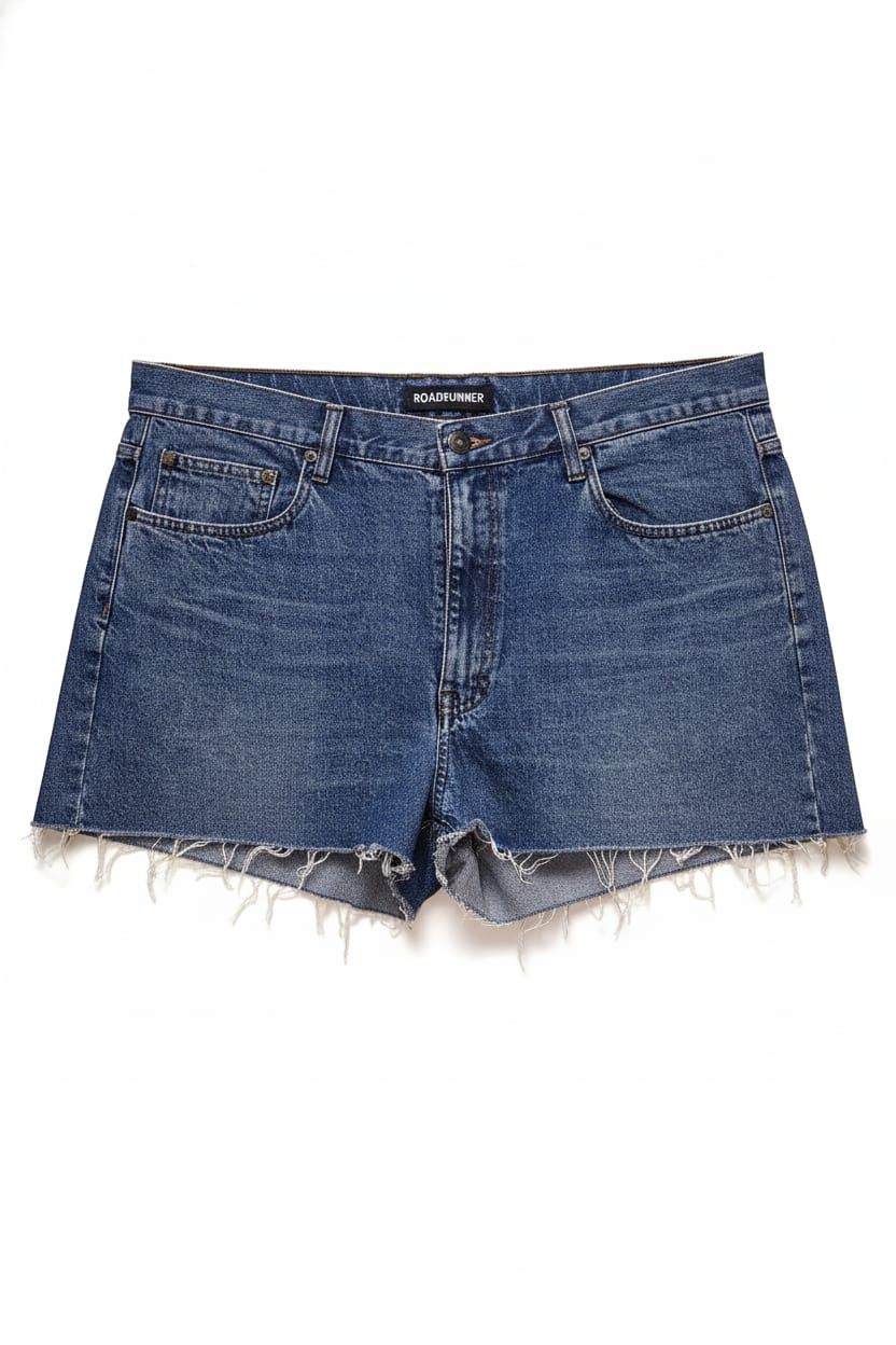 Blue High-Waisted Distressed Denim Shorts Size: L SKU: N789601