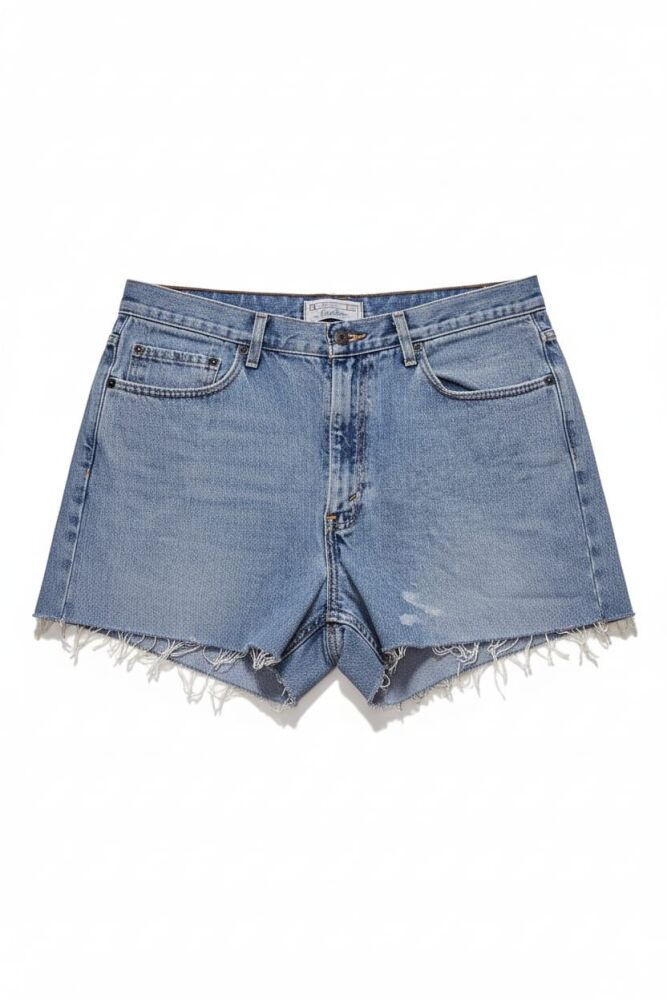 Light Wash High-Waisted Distressed Denim Shorts Size: 1XL SKU: 7685911