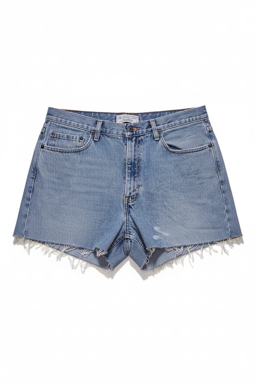 Light Wash High-Waisted Distressed Denim Shorts Size: 1XL SKU: 7685911
