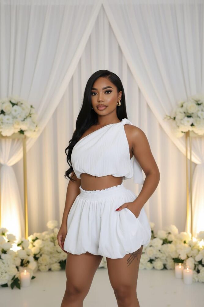 White Blissful Feeling Short Set SKU: 564C657