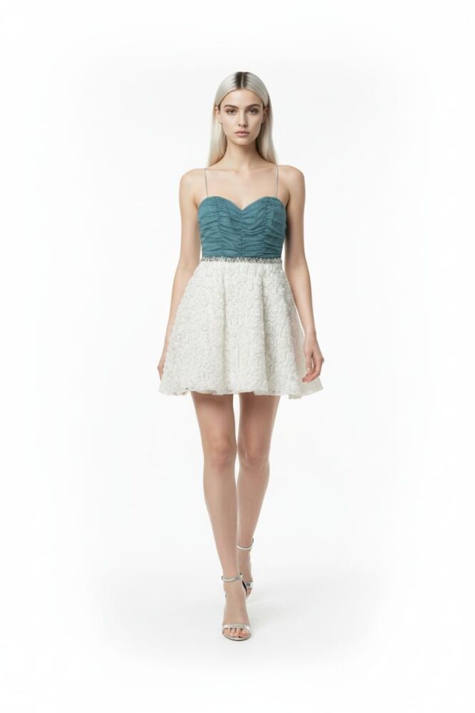 Green/White Skater Dress Size: S SKU: A918522