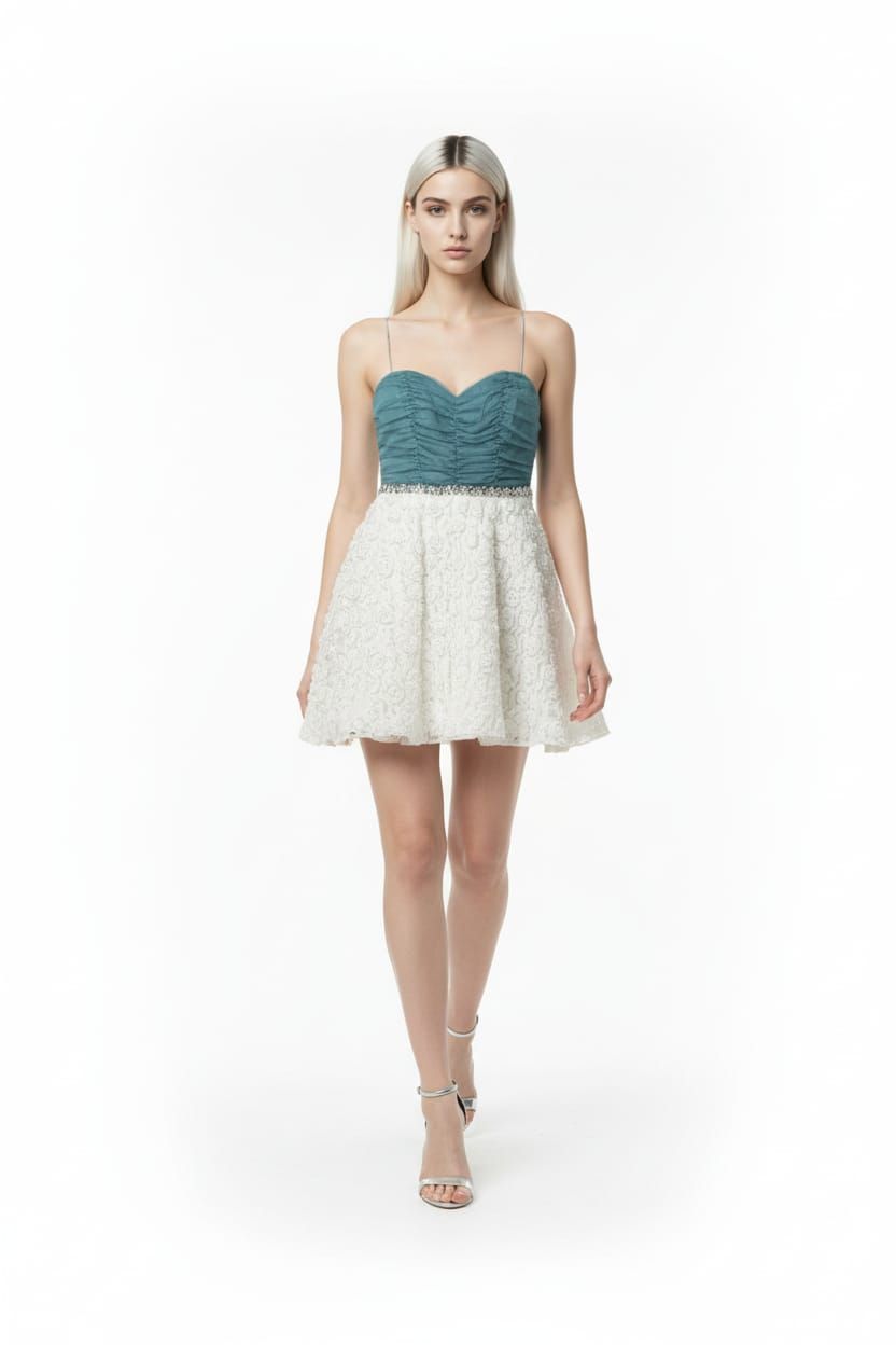 Green/White Skater Dress Size: S SKU: A918522