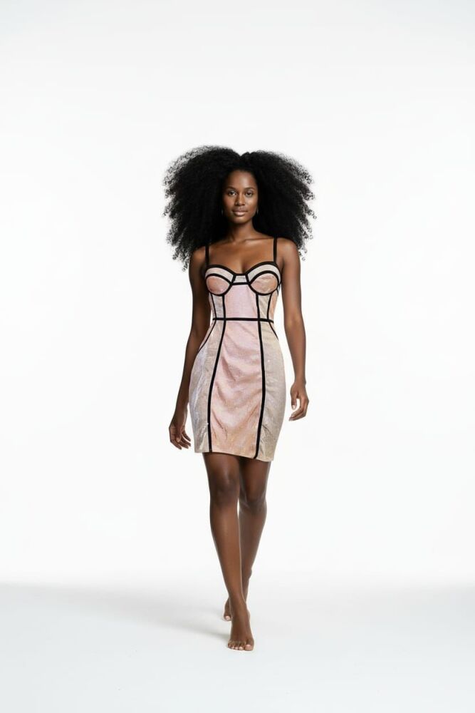 A065 Metallic Black Sexy Dress Size: S