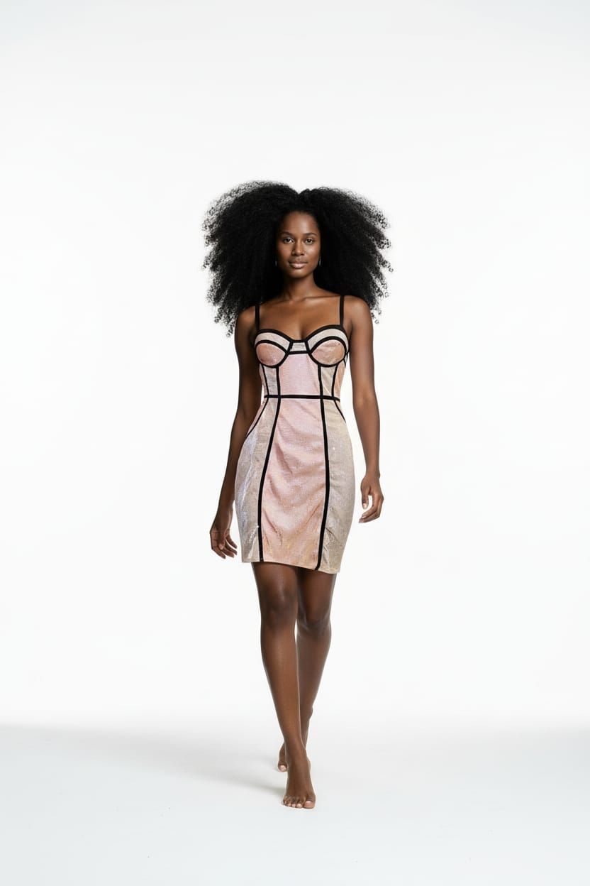 A065 Metallic Black Sexy Dress Size: S