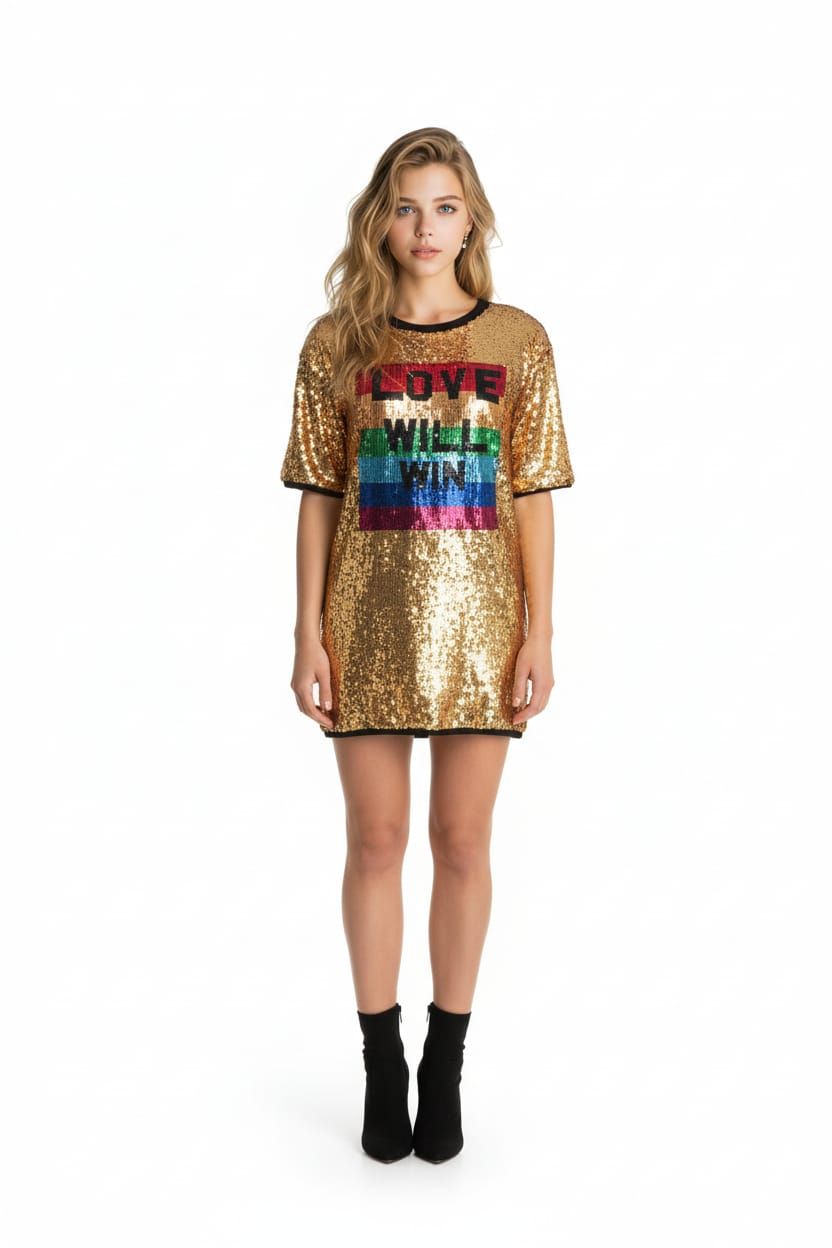 Colored Sequins Shirt Dress Size: S SKU: A113