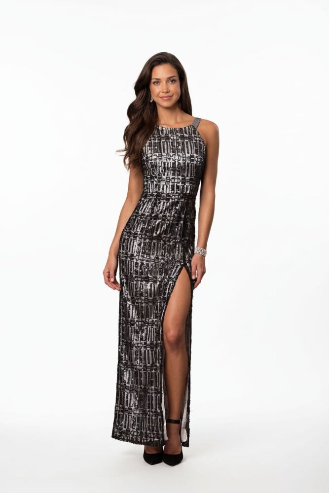A300|High Split Sequins Evening Dress|Size: S