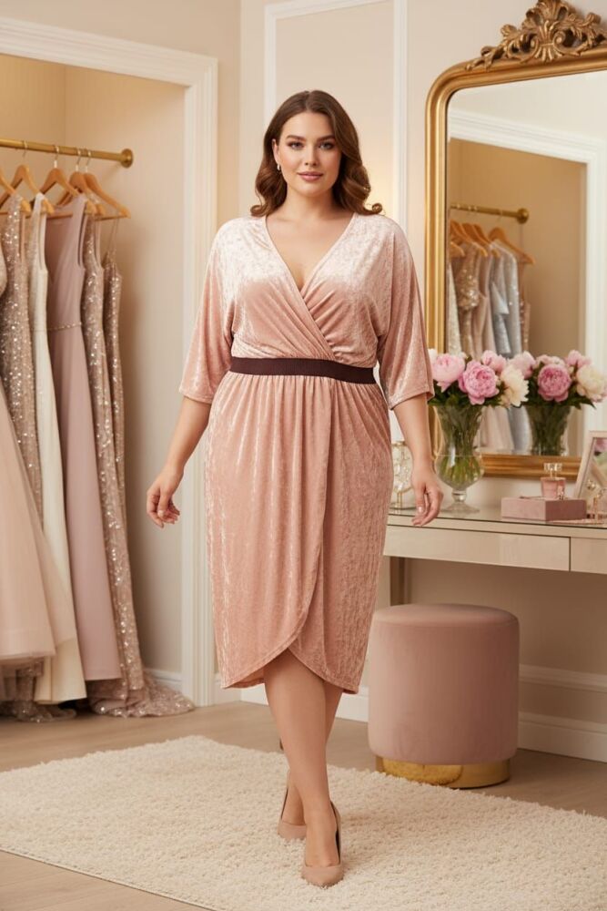 Blush Velvet Grace Wrap Midi Dress Size: 2XL SKU: 76G8F41