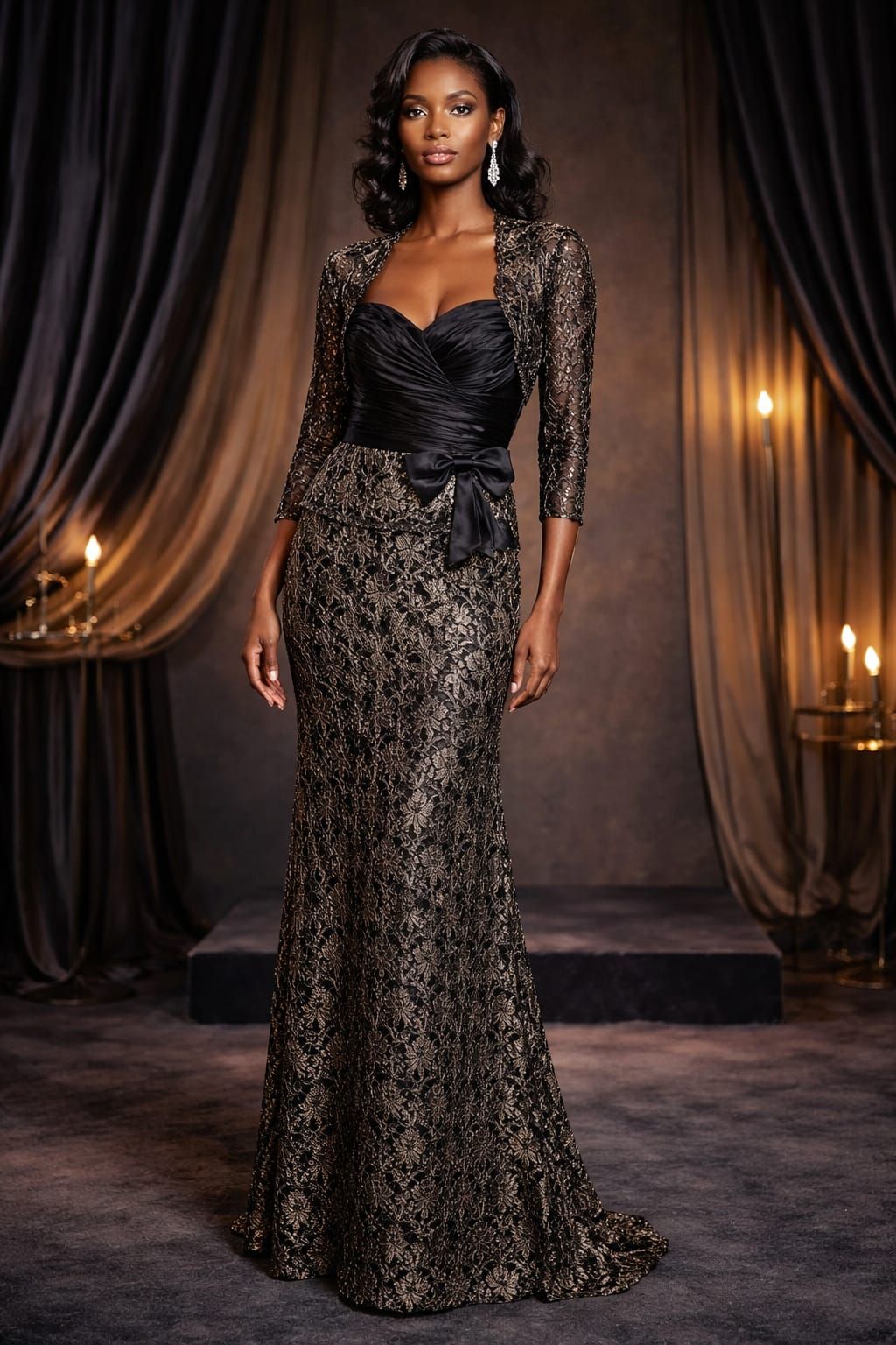 A243 - Tube Top Lace Bottom Long Dress