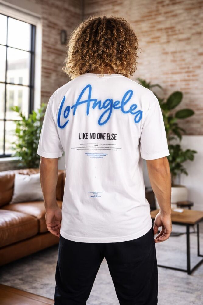White Oversize Los Angeles Print T-Shirt Size: XL SKU: 6578882