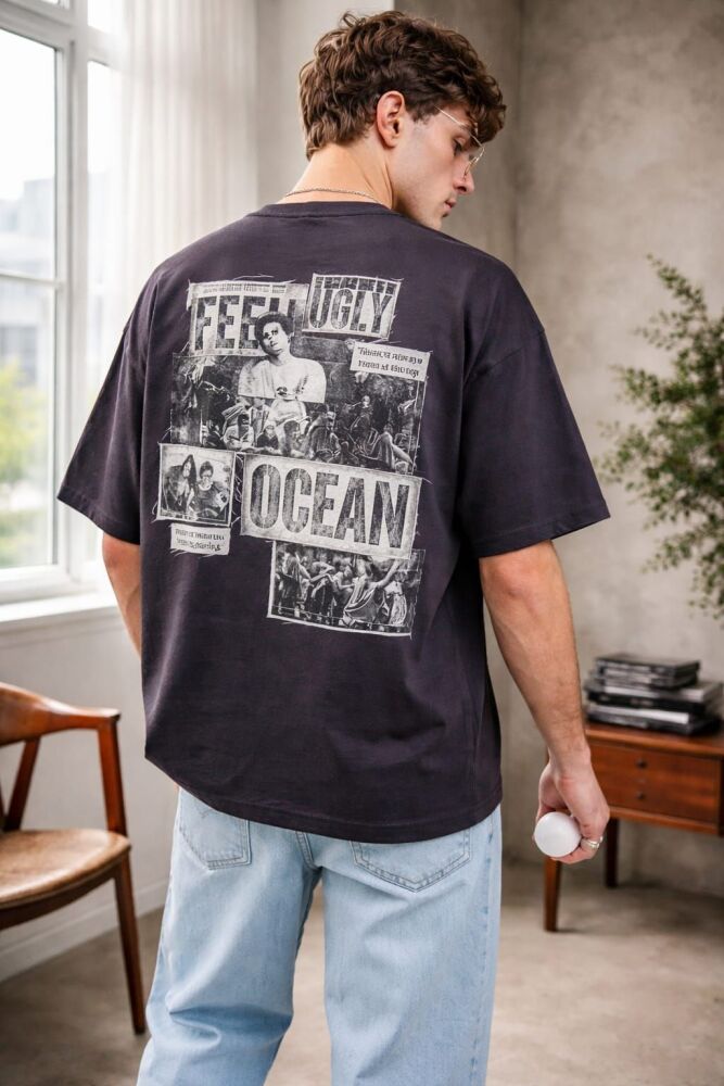 Grey Oversized Vintage Print Streetwear Size: XL SKU: 5675V56