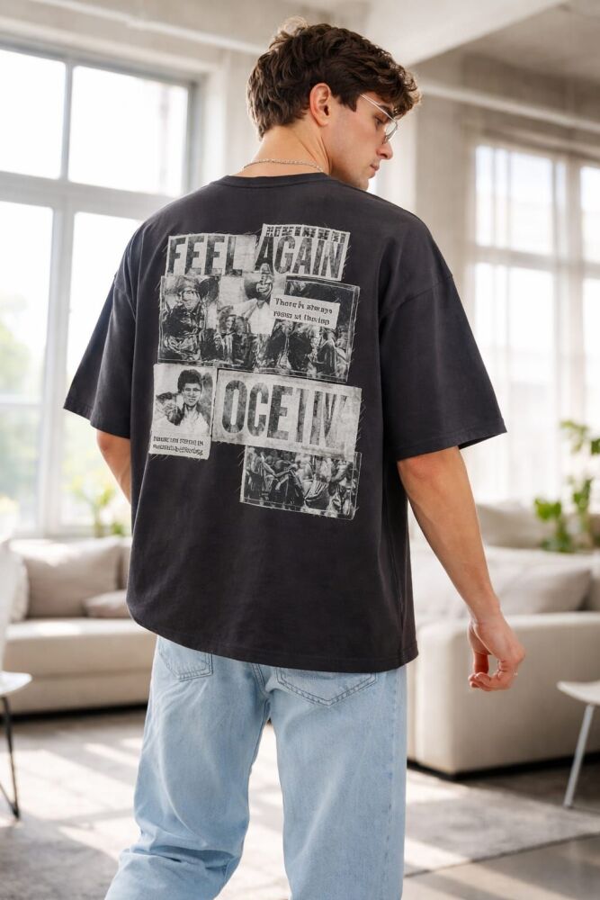 Grey Oversized Vintage Print Streetwear Size: XL SKU: 5675V56