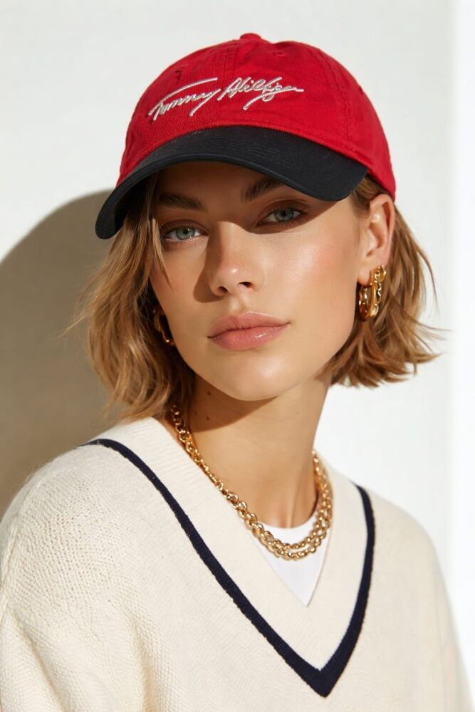 Tommy Hilfiger Men&rsquo;s Red & Navy Signature Baseball Cap SKU: 6786933