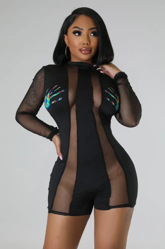 Black Grab 'Em Tight Romper SKU: 109022N