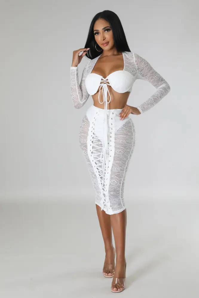 White Kathyanne Skirt Set SKU: 7689011