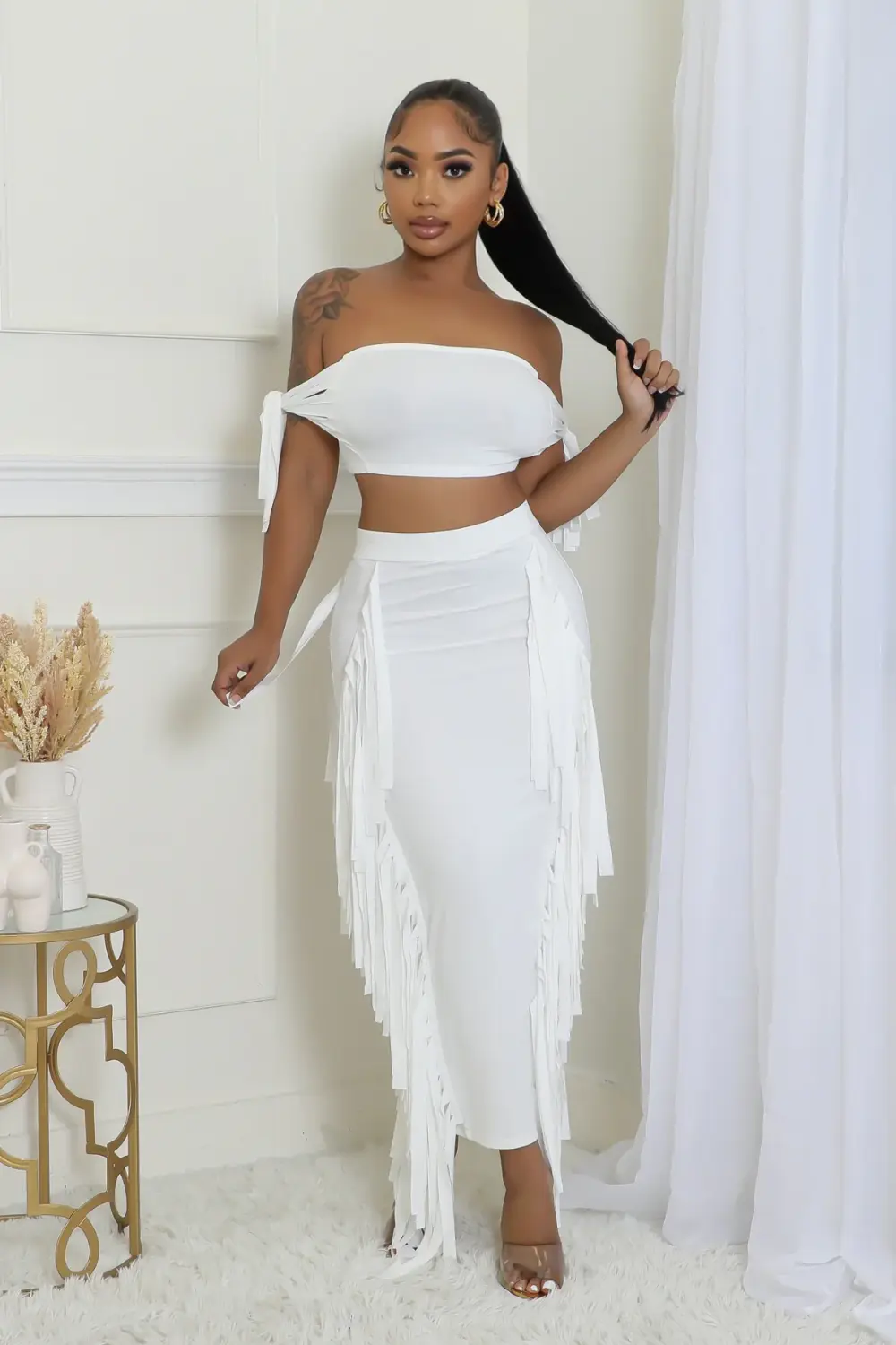 White Get A Clue Skirt Set SKU: 6576840