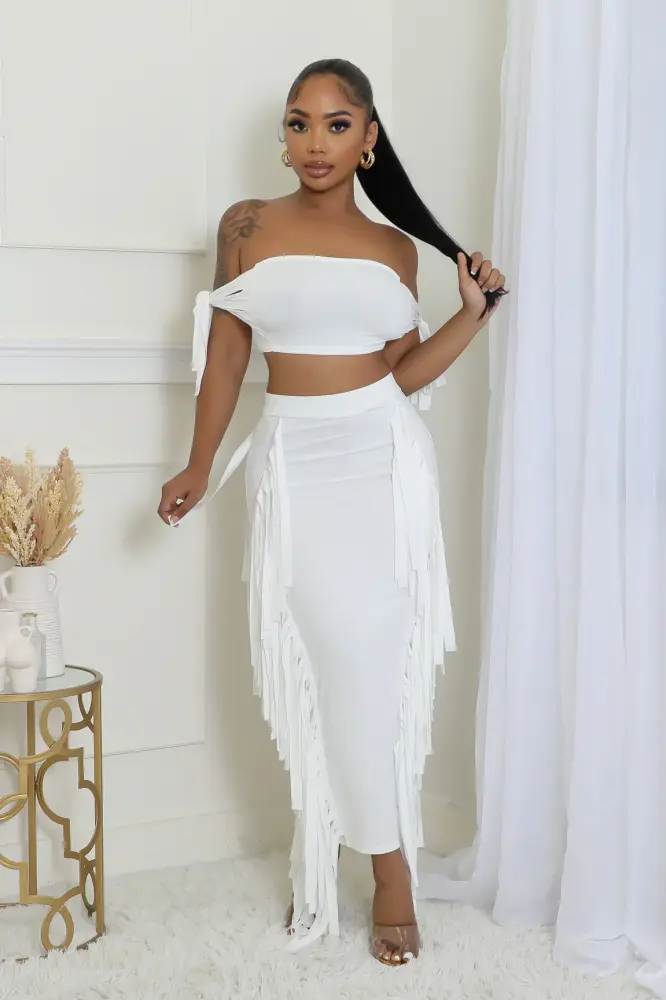 White Get A Clue Skirt Set SKU: 6576840