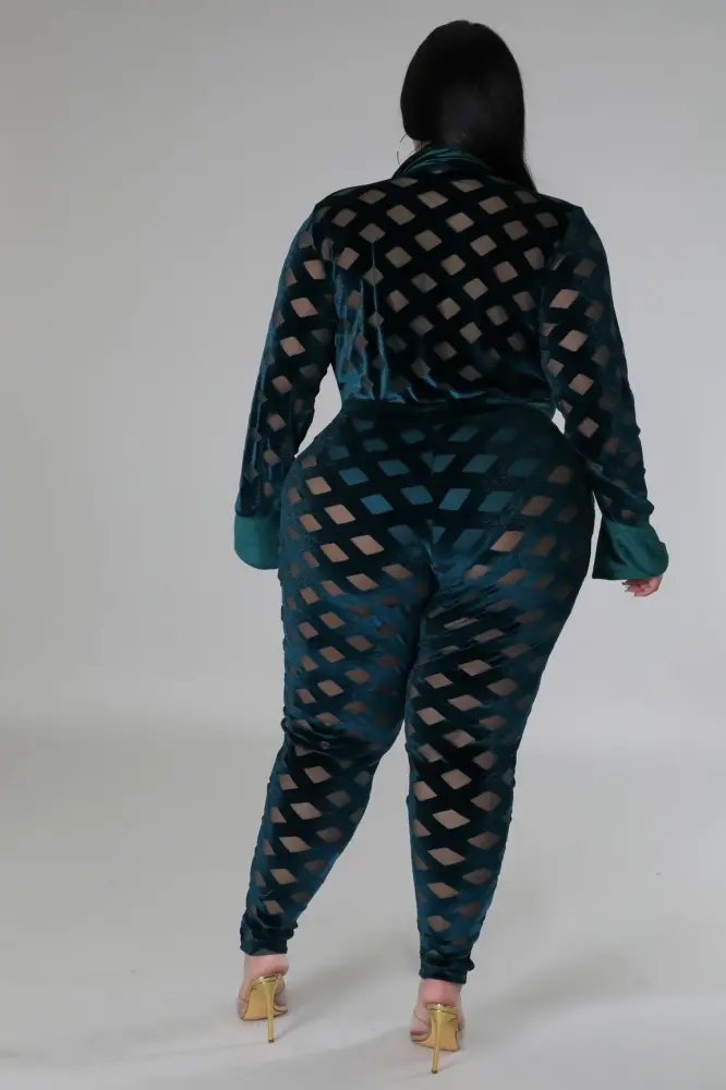 Dark Green Fall Moment Bodysuit Pant Set SKU: 7462111