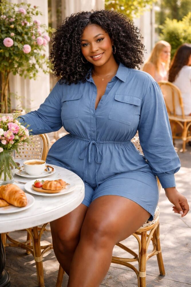 Light Blue Everyday Utility Romper Size: 2XL SKU: N674B21