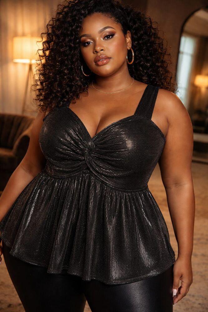 Black Twist Knot Front Top SKU: 4563100