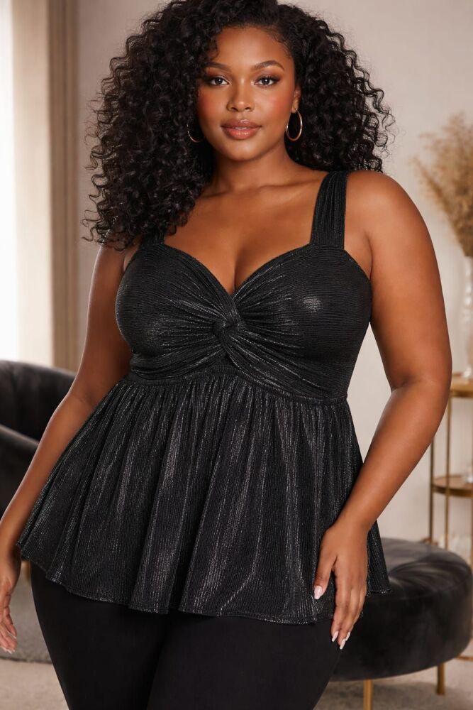 Black Twist Knot Front Top SKU: 4563100