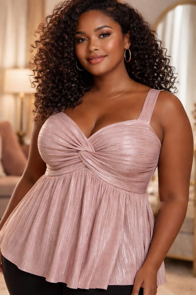 Pink Twist Knot Front Top SKU: 4563108