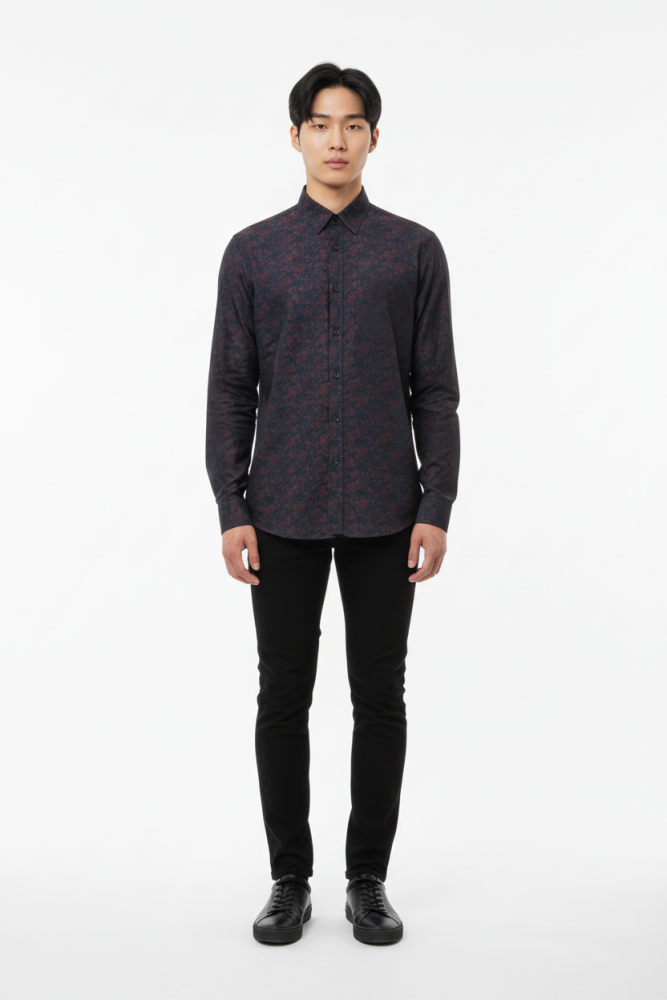 Floral Print Long Sleeve Shirt Size: L SKU: 6571009