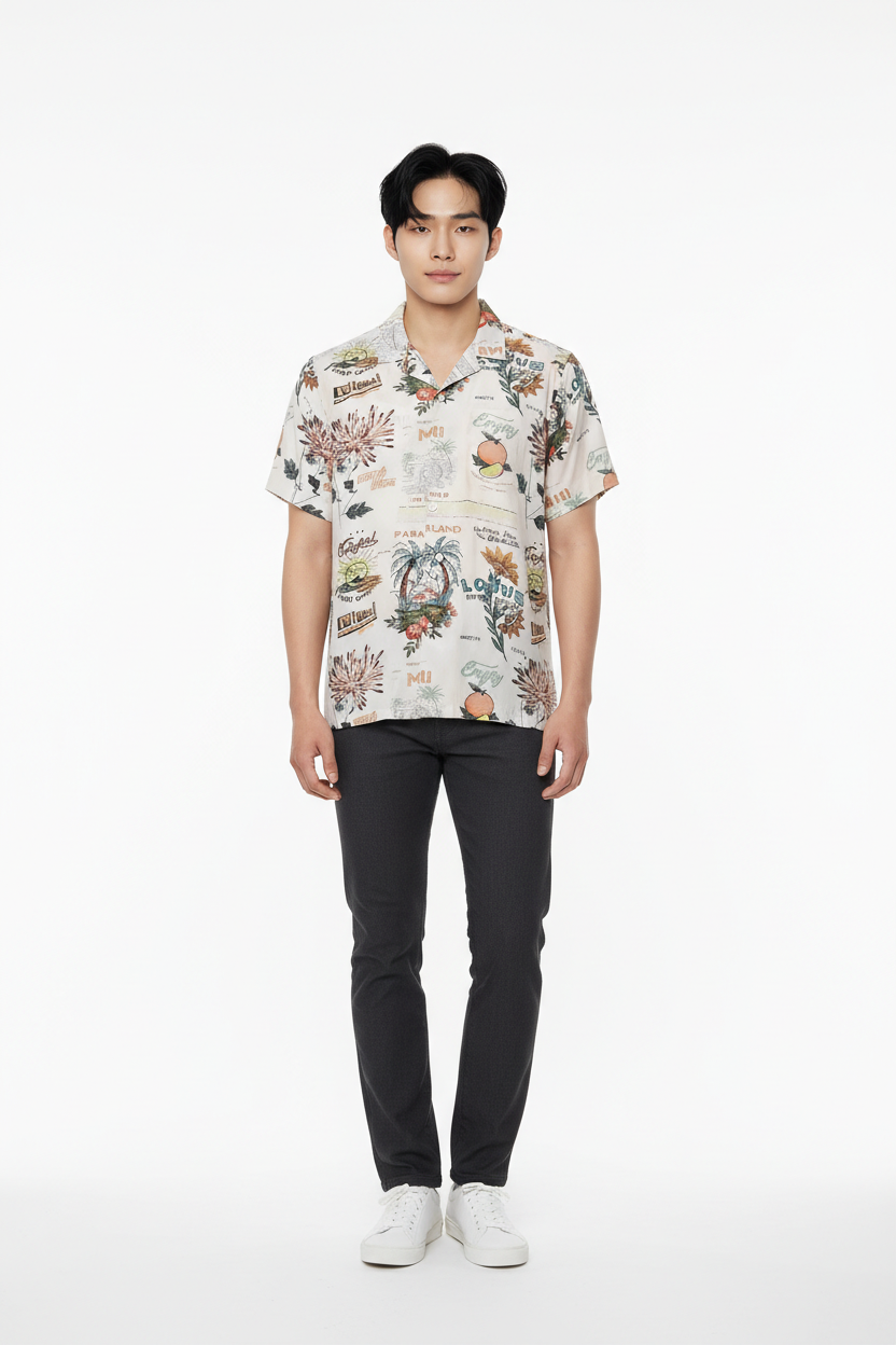 Tropical Sands Camp Print Shirt Size: S SKU: 0901211