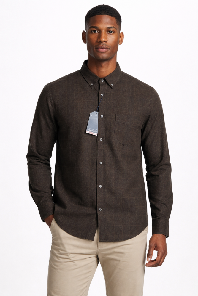 Ben Sherman Dark Brown Corduroy Long Sleeve Button-Up Shirt Size: L SKU: T564701