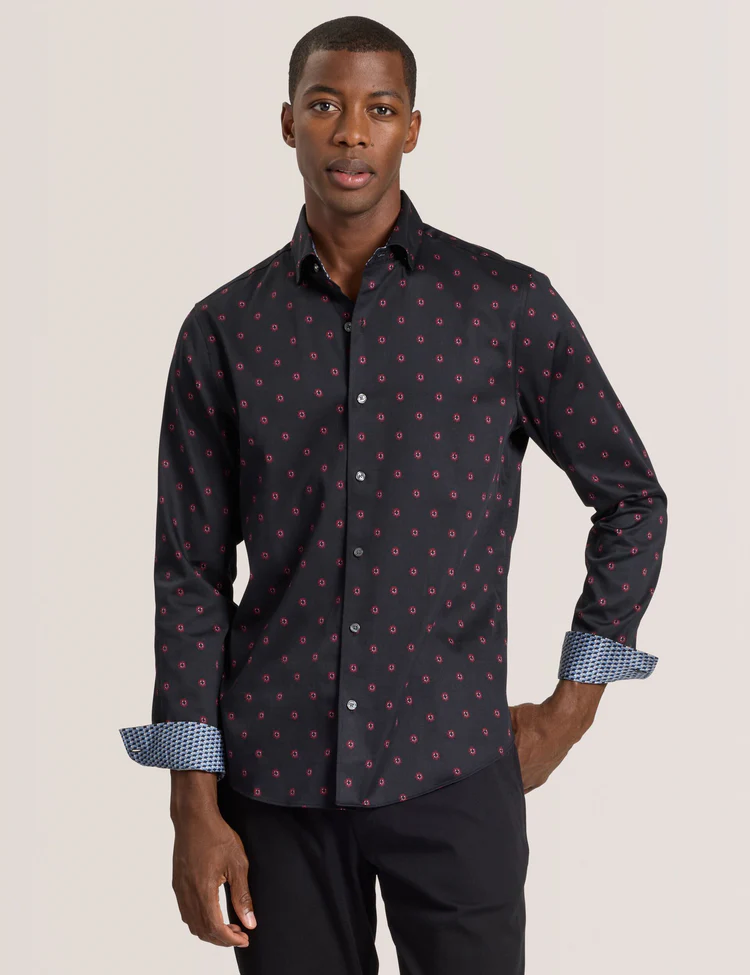 Ted Baker Daisy Print Black Long Sleeve Shirt Size: L SKU: 7687910