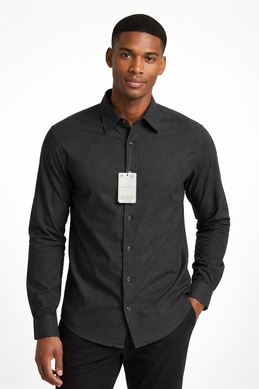 Black Relaxed Fit Long Sleeve Shirt Size: XL SKU: M012312