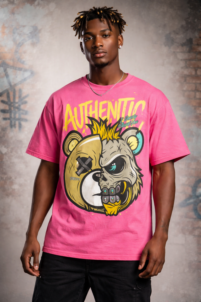 Pink Bear Skull Graphic Tee SKU: 3768511