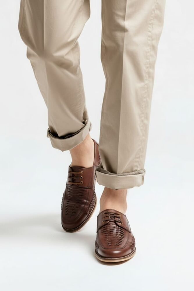 Brown Wide Fit Leather Shoes Size: 10