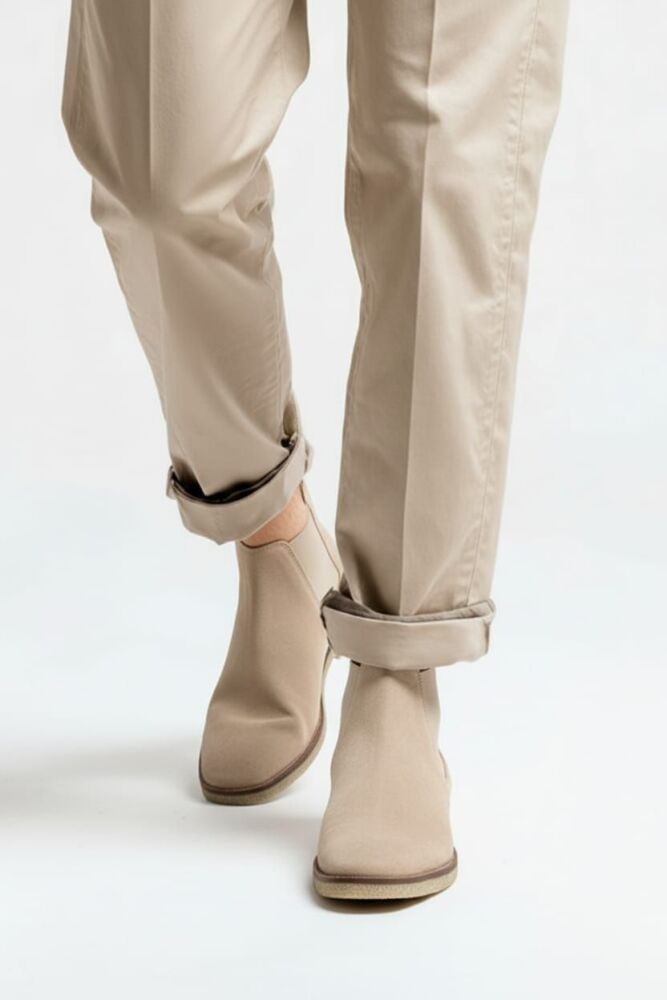 Walk London Beige Suede Chelsea Boots Size: 9